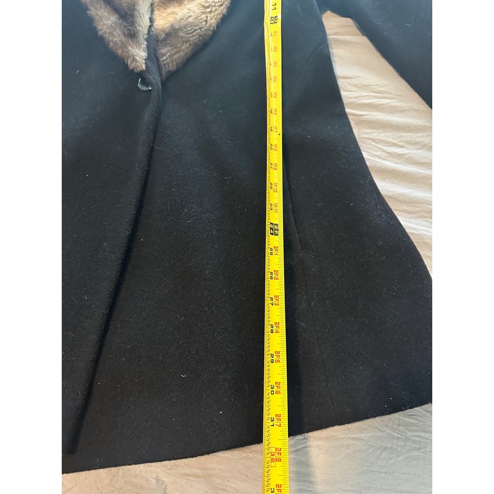 Unreal Fur Vintage 80's Black Coat Faux Fur Wool Blend Women 12/Large - Picture 5 of 10